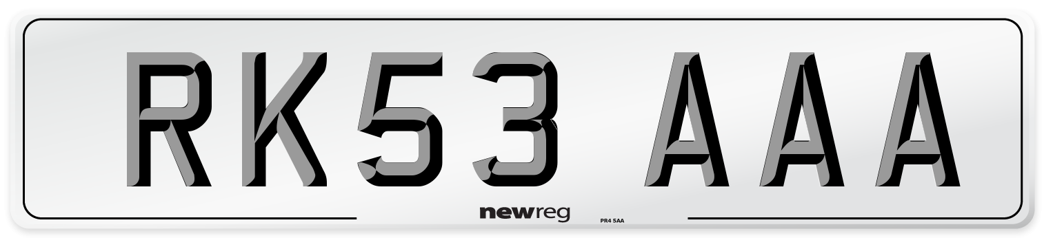 RK53 AAA Number Plate from New Reg
